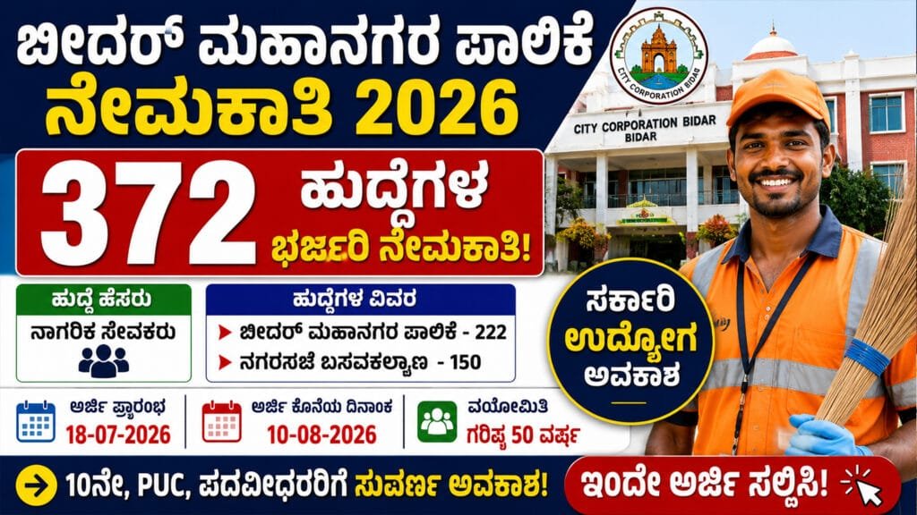 City Corporation Bidar Recruitment 2026