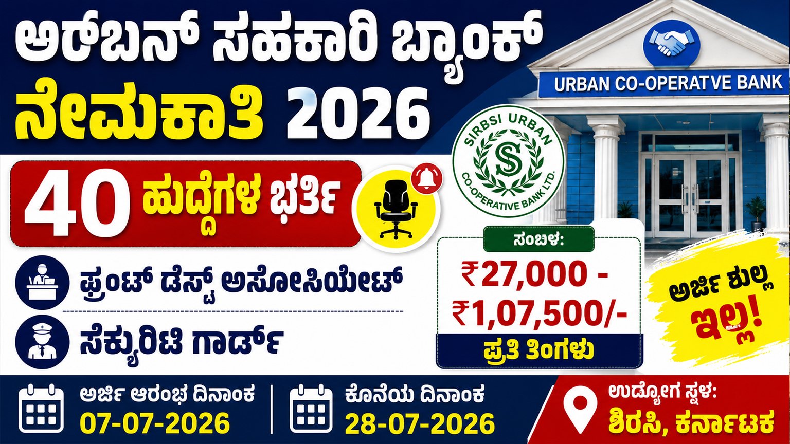 Urban Sahakari Bank Recruitment 2026